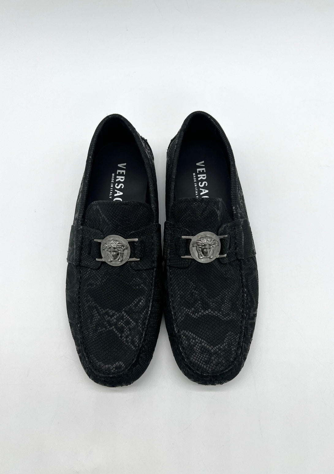 VERSACE BLACK NUBUCK LOAFERS SIZE 40 - Reeluxs 