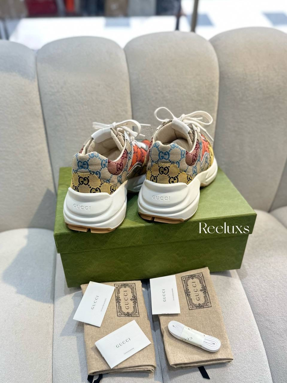 FullSet GUCCI Rhyton GG Multicolor Sneaker Men's Shoes Size 10