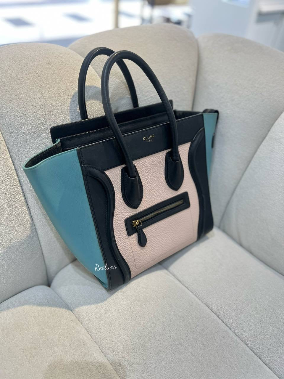 CELINE Drummed Micro Tri-Color Hand Bag For Women