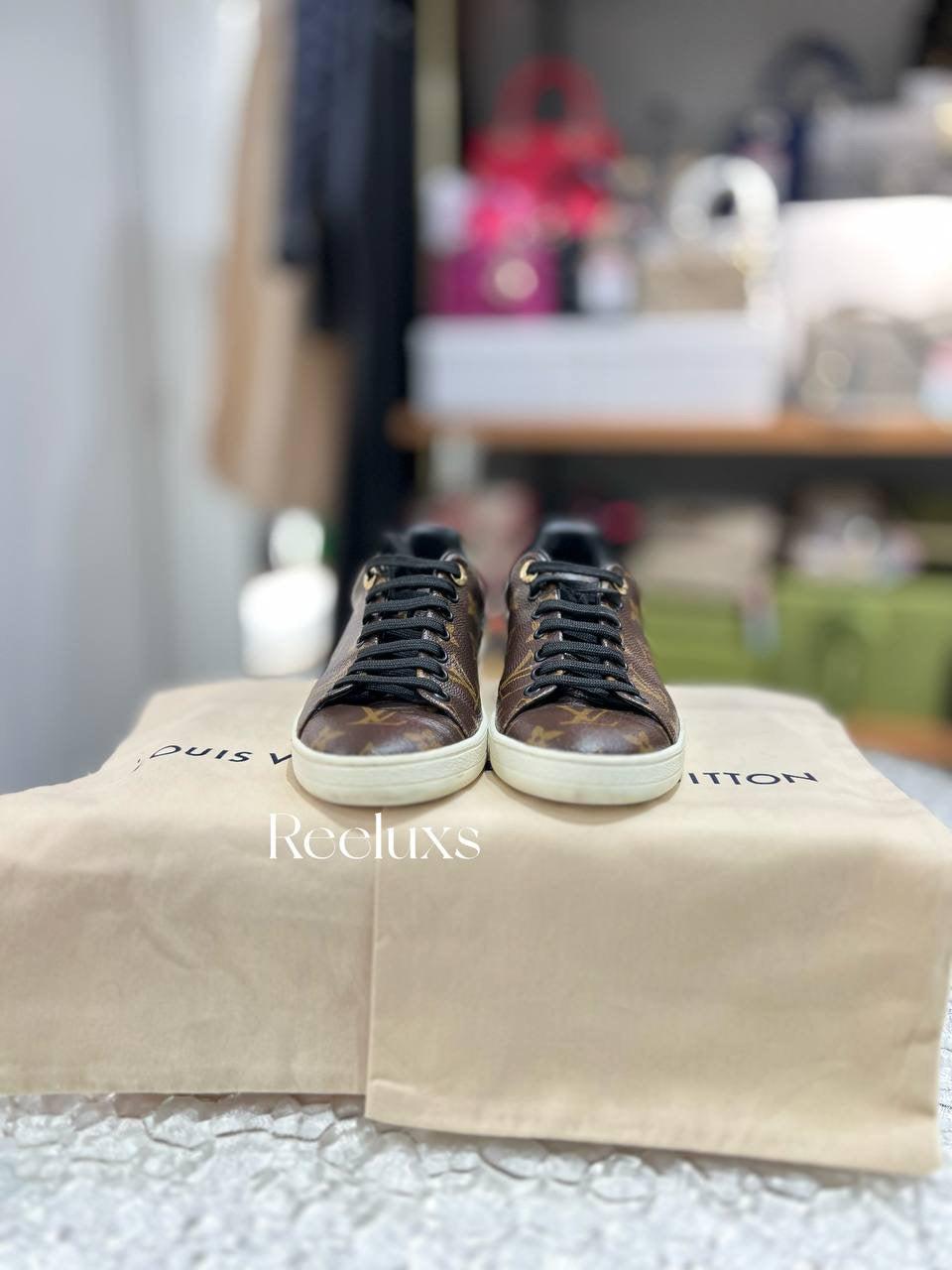 FullSet LOUIS VUITTON LV Frontrow Sneaker Monogram canvas Women's Shoes Size 35 1/2