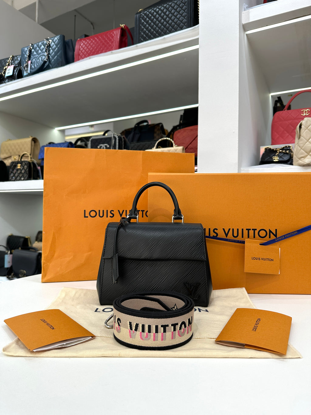 LOUIS VUITTON LV Cluny Mini in Black Epi Leather