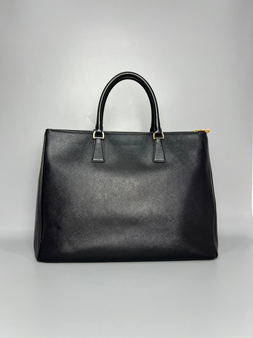 PRADA Saffiano Double-Zip Executive Black Tote Bag - Reeluxs 