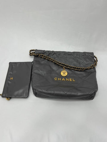 CHANEL 22 Microchip Small Tote Handbag In GHW