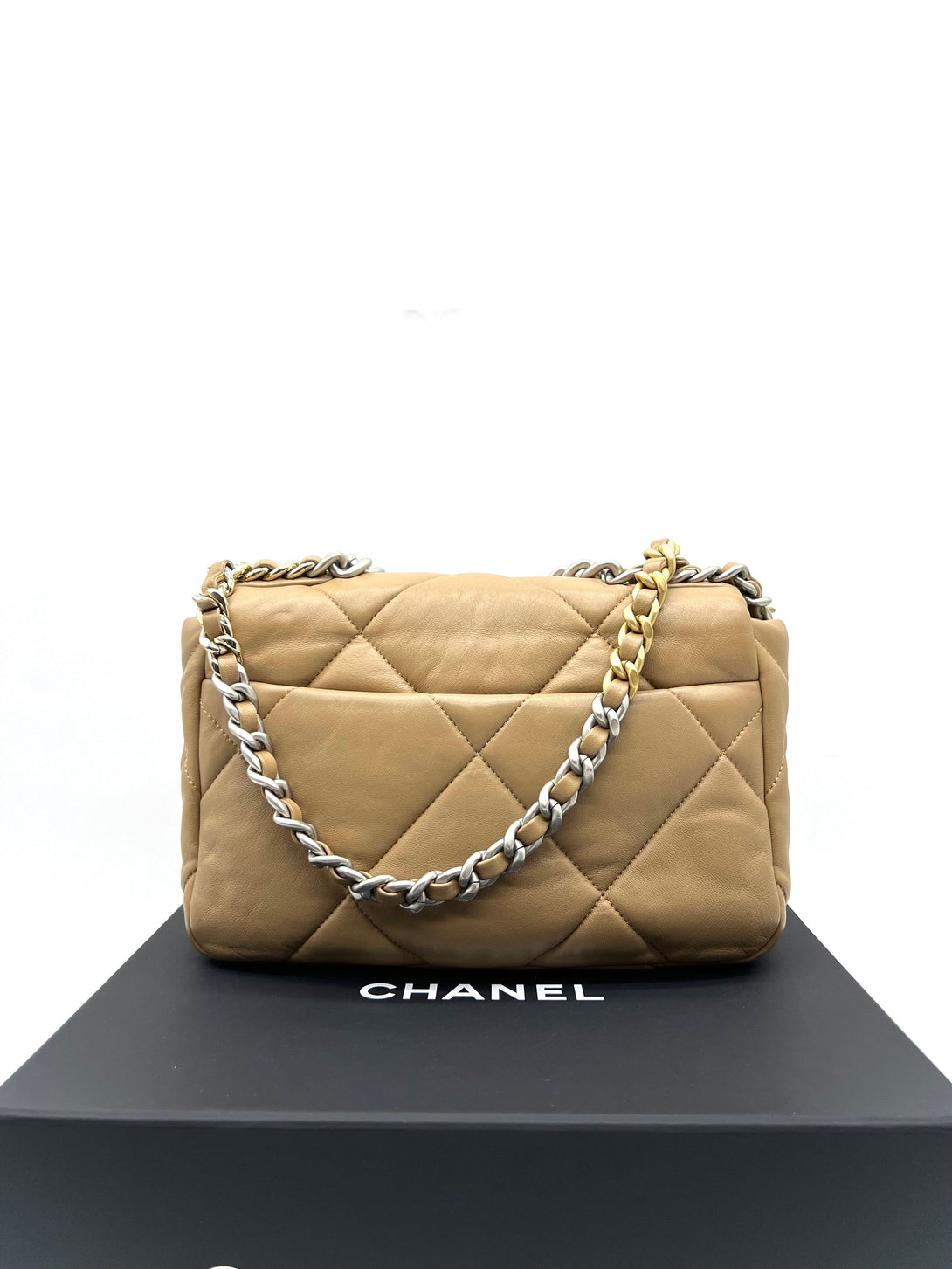 CHANEL 19 Bag Lambskin Beige Color With SHW Shoulder Bag - Reeluxs 