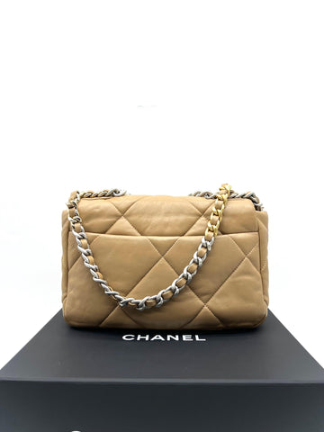 CHANEL 19 Bag Lambskin Beige Color With SHW Shoulder Bag - Reeluxs 