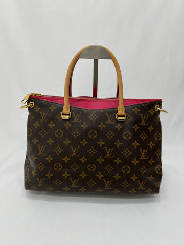 LOUIS VUITTON LV Monogram Pallas MM With Hot Pink 2Way Handbag