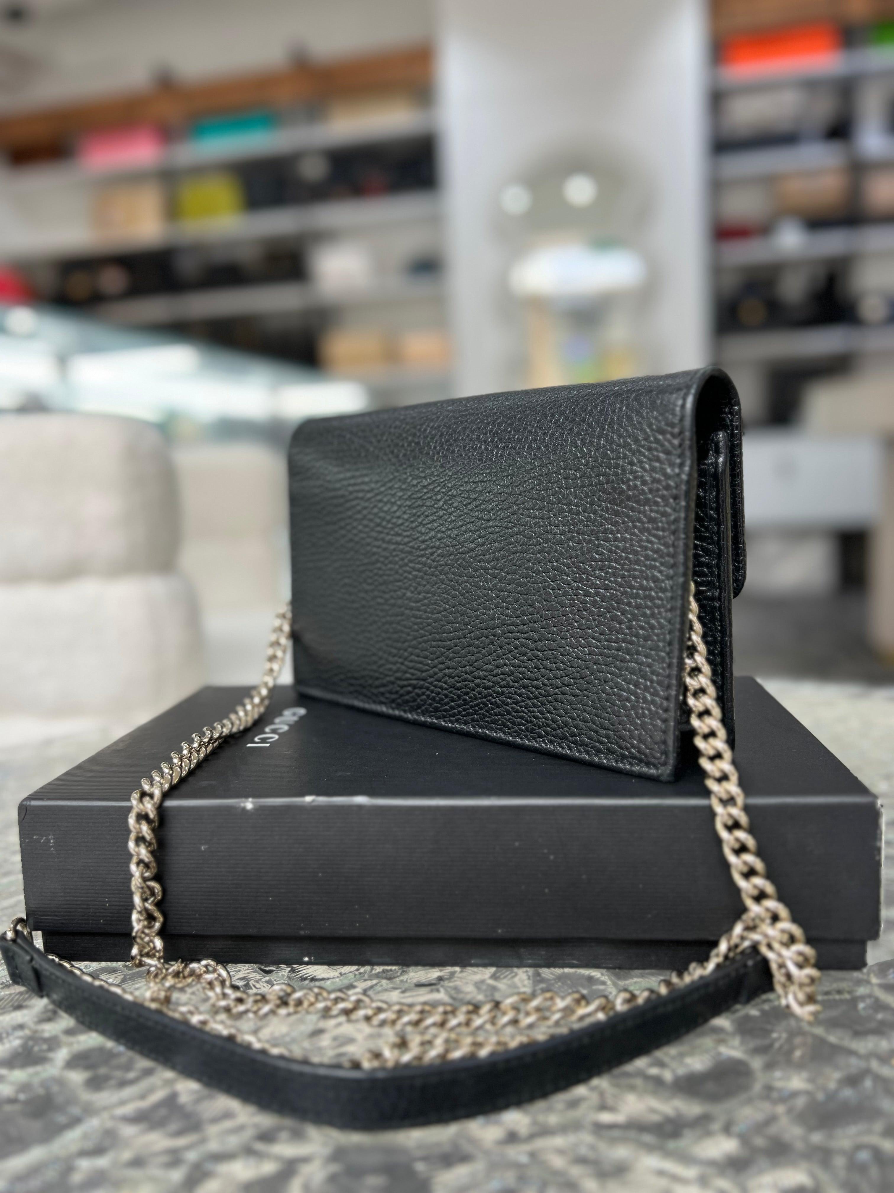 GUCCI Icon GG Interlocking Wallet On Chain Black - Reeluxs 