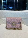 GUCCI GG Pattern Marmont Matelasse Leather Wallet on Chain
