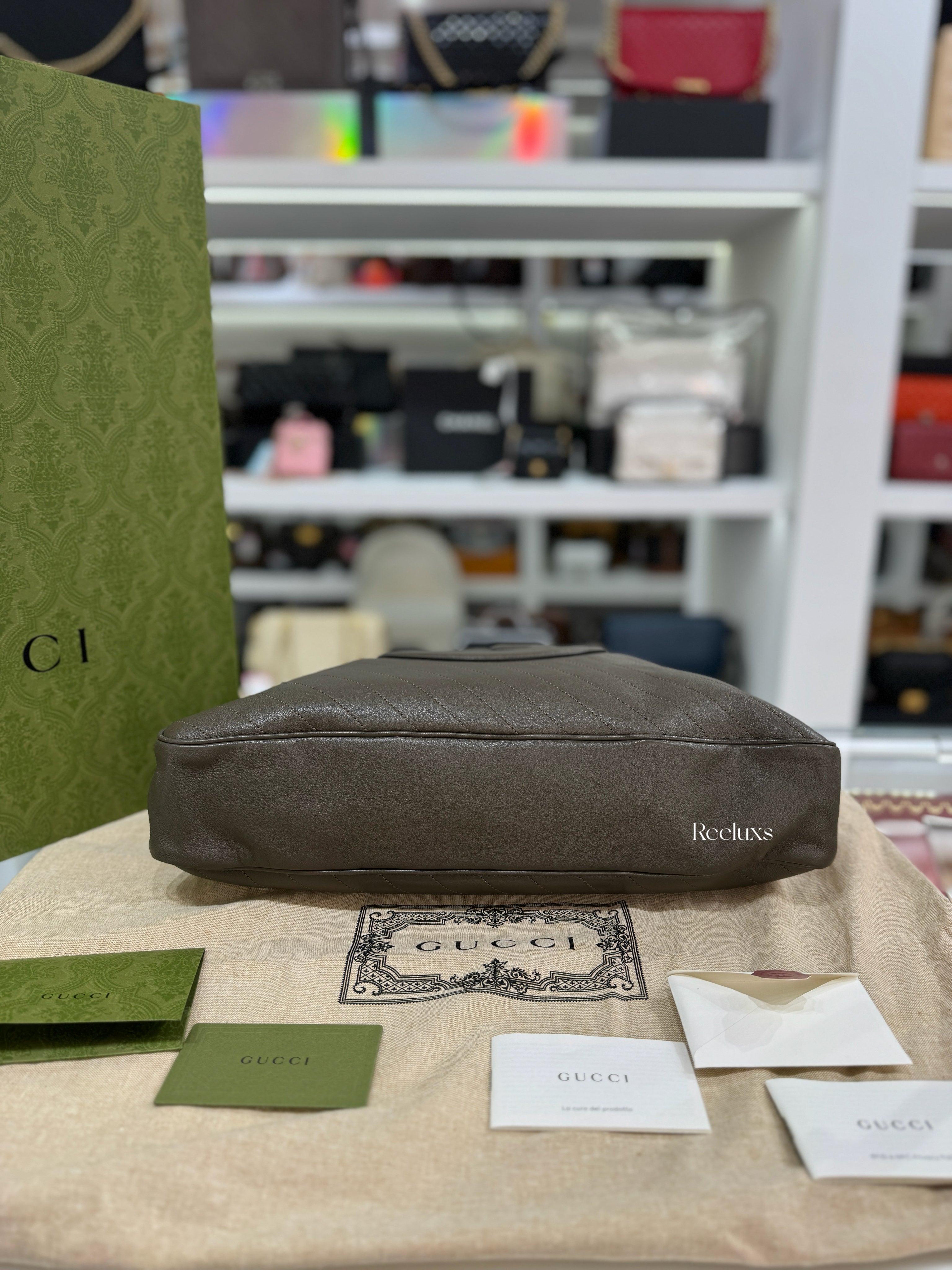 GUCCI Blondie Medium Tote  Bag Brown