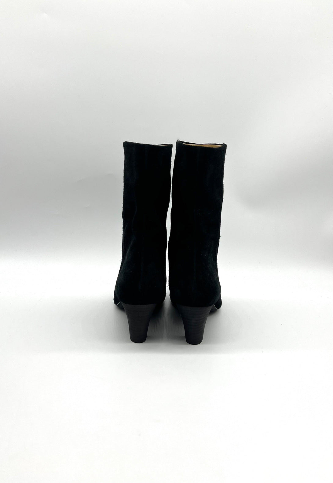 POLO Boots Black Calf Suede Size 37 Low Heel Booties - Reeluxs 