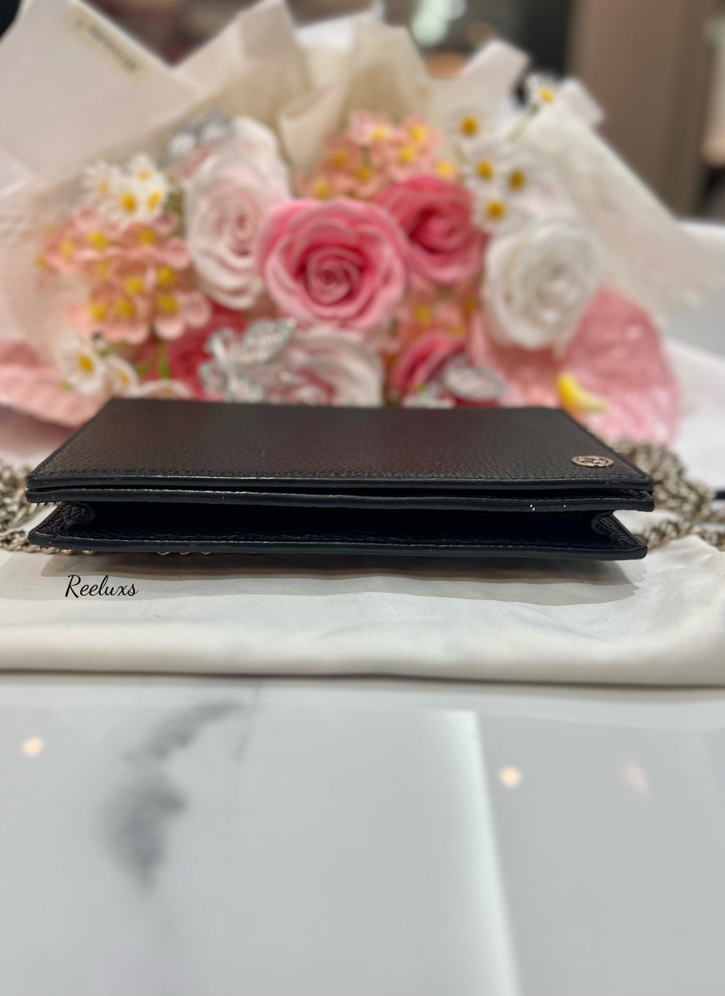 GUCCI Betty Chain Wallet Leather