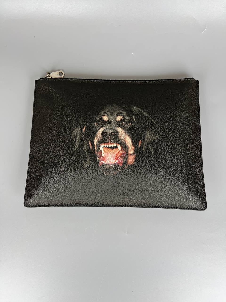 GIVENCHY Black Rottweiler Zip Clutch Bag