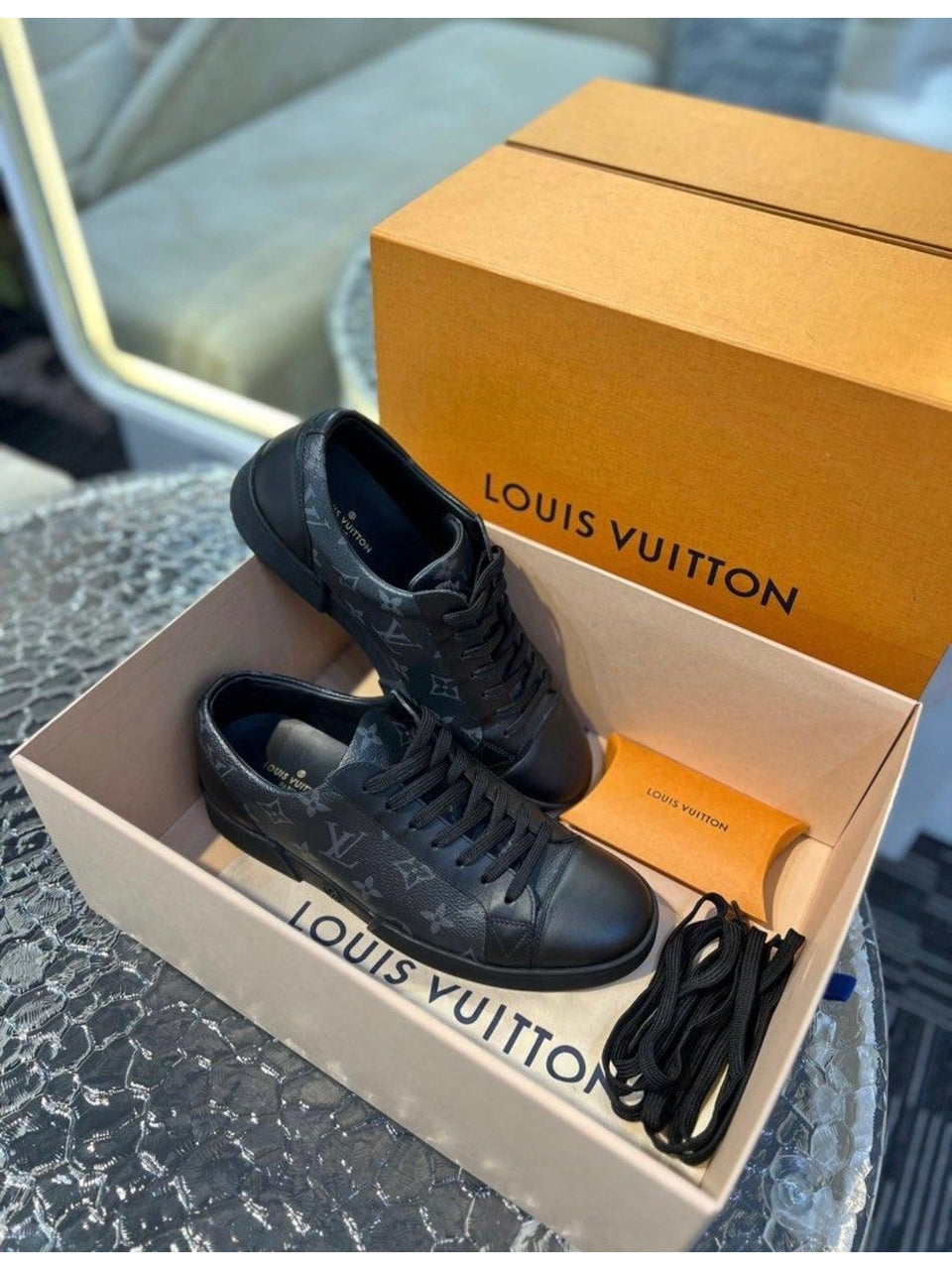 Louis Vuitton Monogram Eclipse Match-Up Sneakers Full Set - Reeluxs 