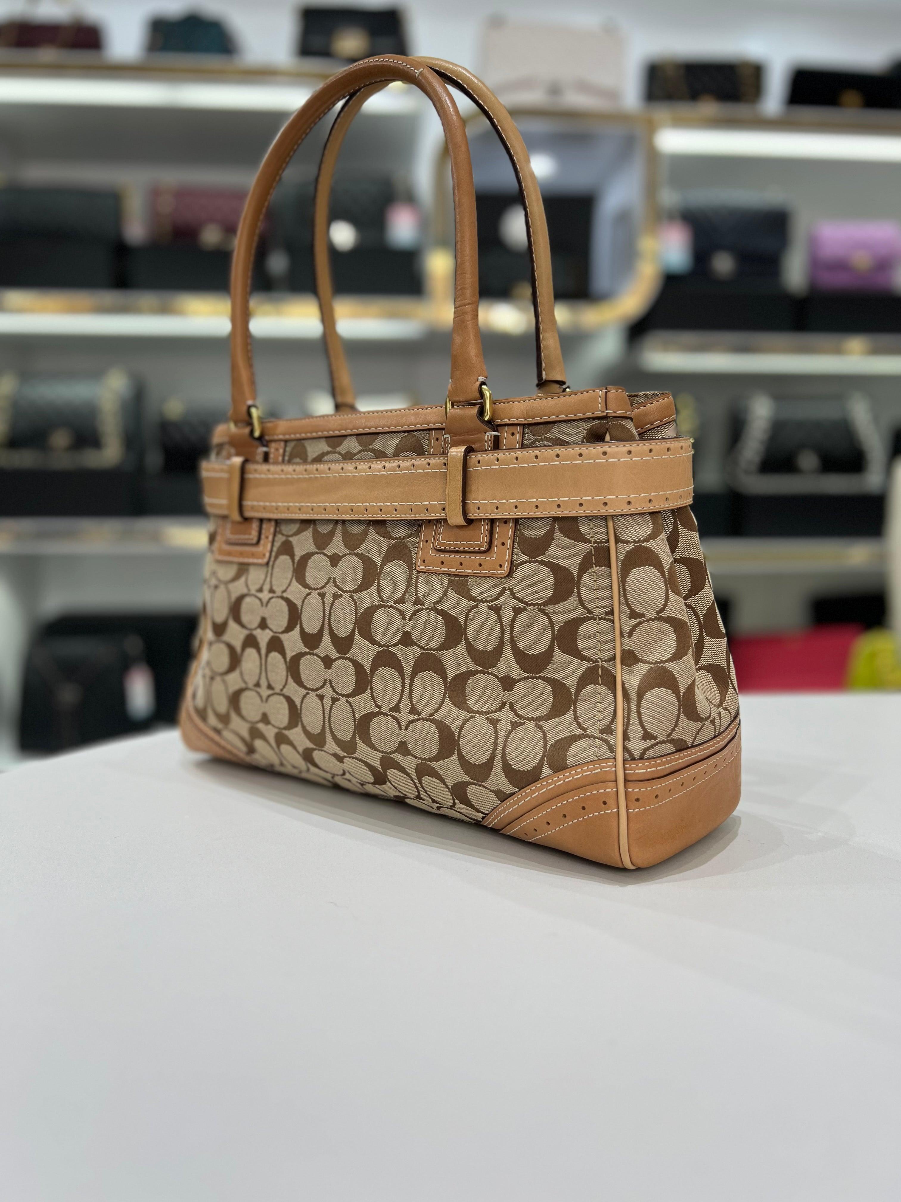 COACH Fabric Brown Leather Shoulderbag For Women - Reeluxs 