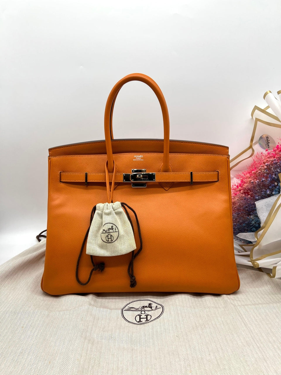 HERMÈS BIRKIN 40 ORANGE LEATHER HANDBAG - Reeluxs 