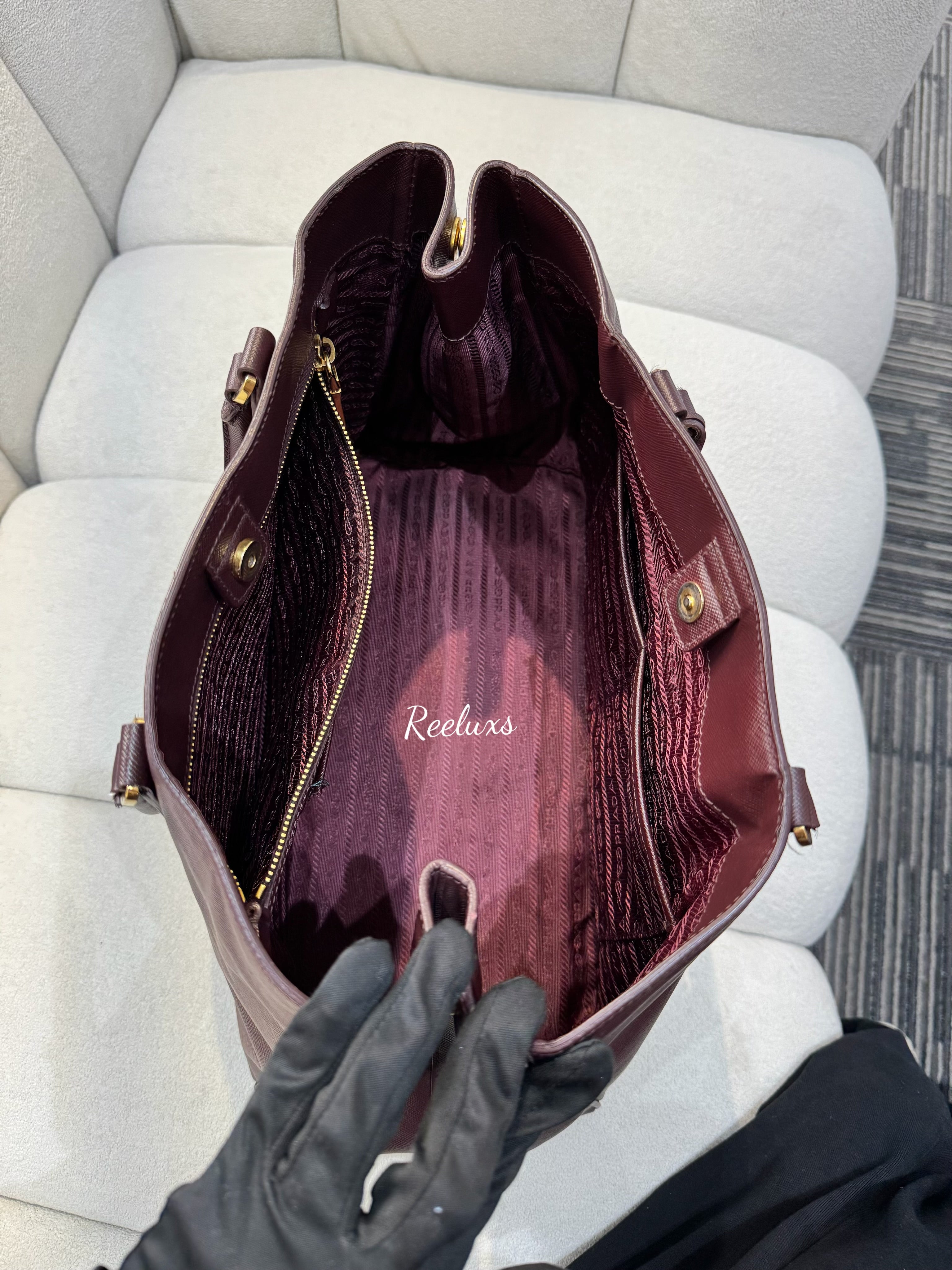 PRADA  Saffiano Maroon Tote Bag
