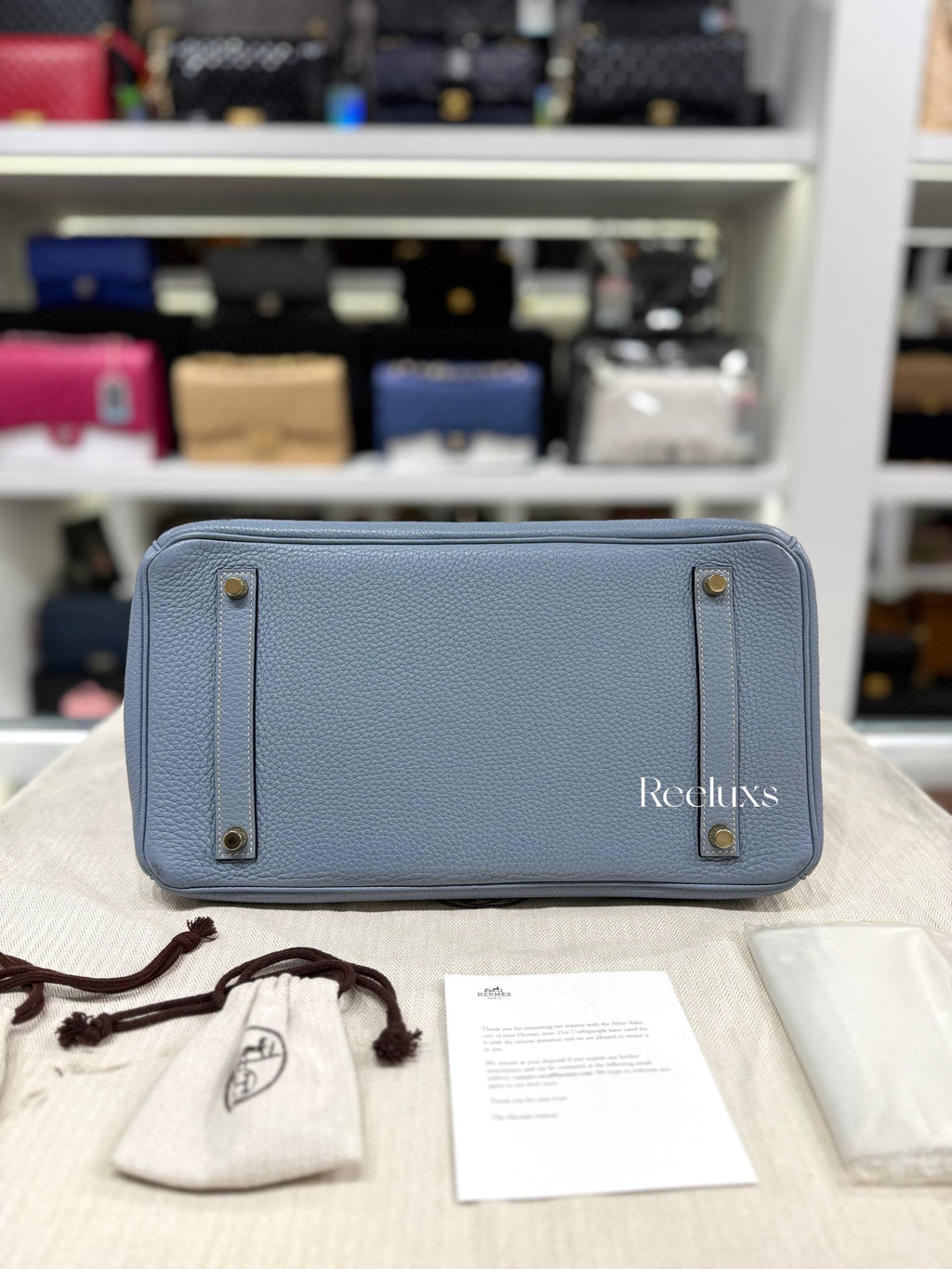 Hermès Birkin 35 Bleu Lin Togo Gold Hardware