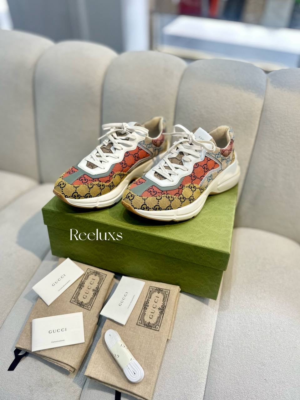 FullSet GUCCI Rhyton GG Multicolor Sneaker Men's Shoes Size 10