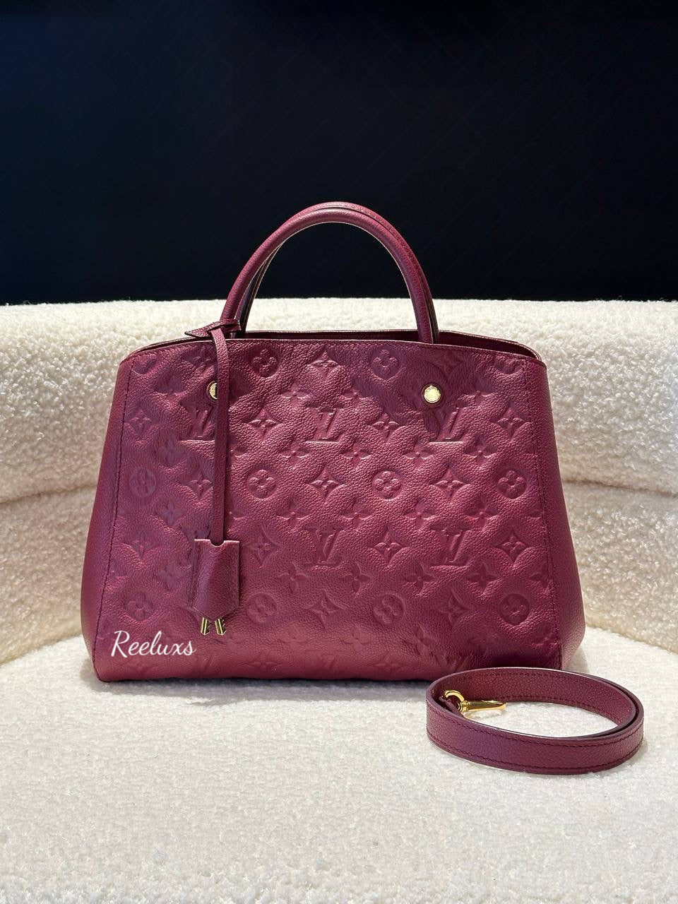 LOUIS VUITTON LV Monogram Montaigne MM Leather Hand Bag / Shoulder Bag