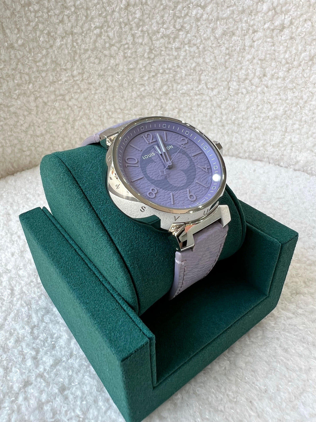 Louis Vuitton Stainless Steel Monogram Tambour Quartz Watch Lilac - Reeluxs 