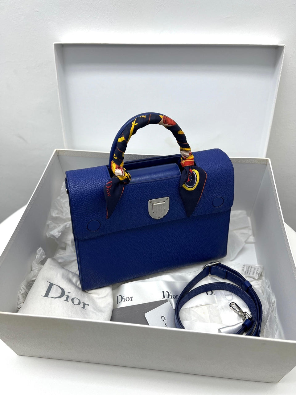 Dior Diorever Tote Bag In Blue Calfskin Leather - Reeluxs 