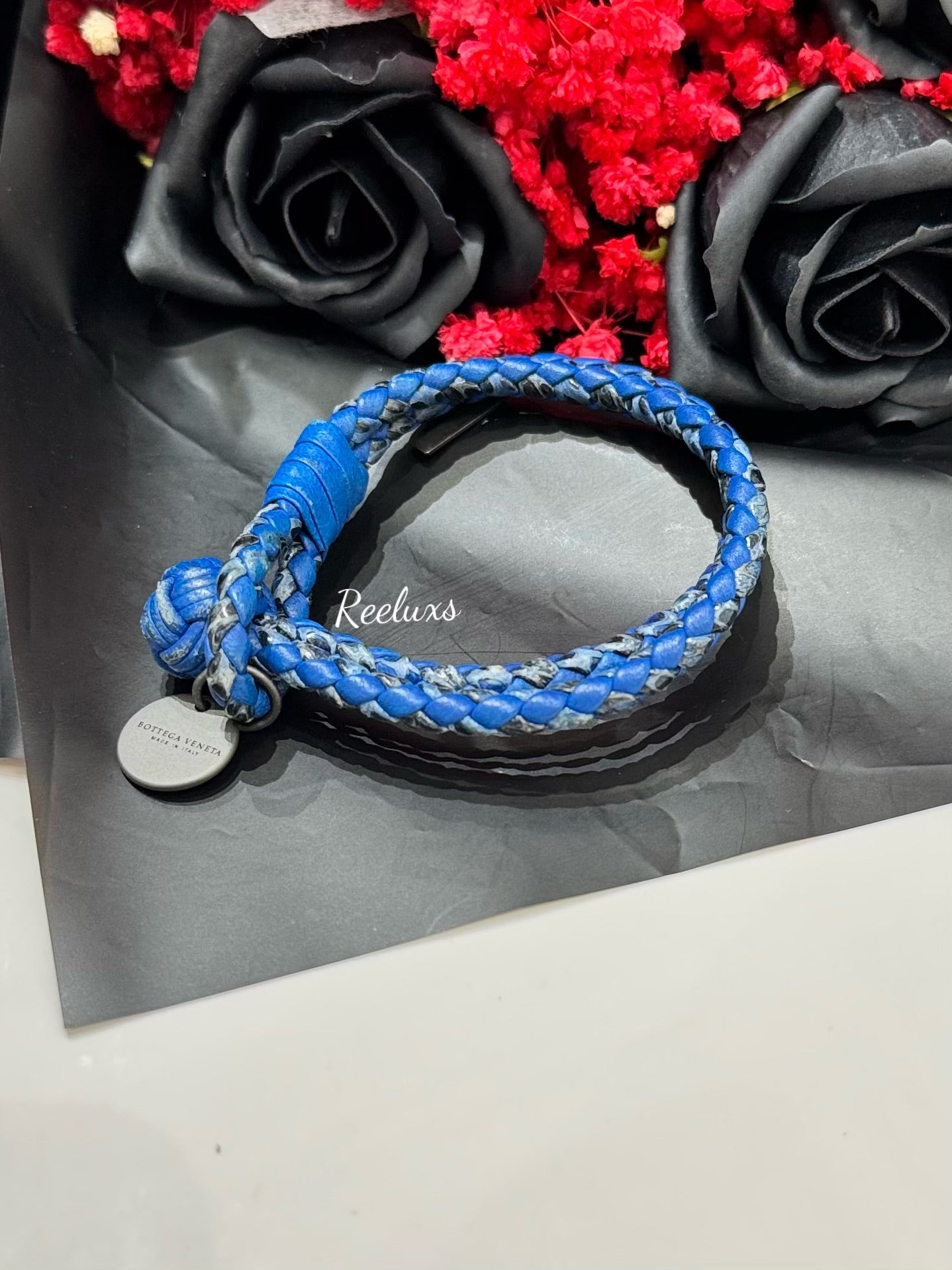 BOTTEGA VENETA  Intrecciato Bracelet Leather Blue
