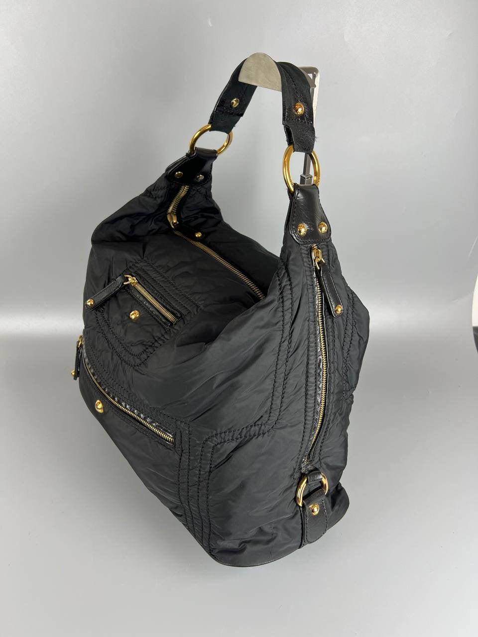 TODS Nylon Hobo - Black Hobo Handbag Tote Bag