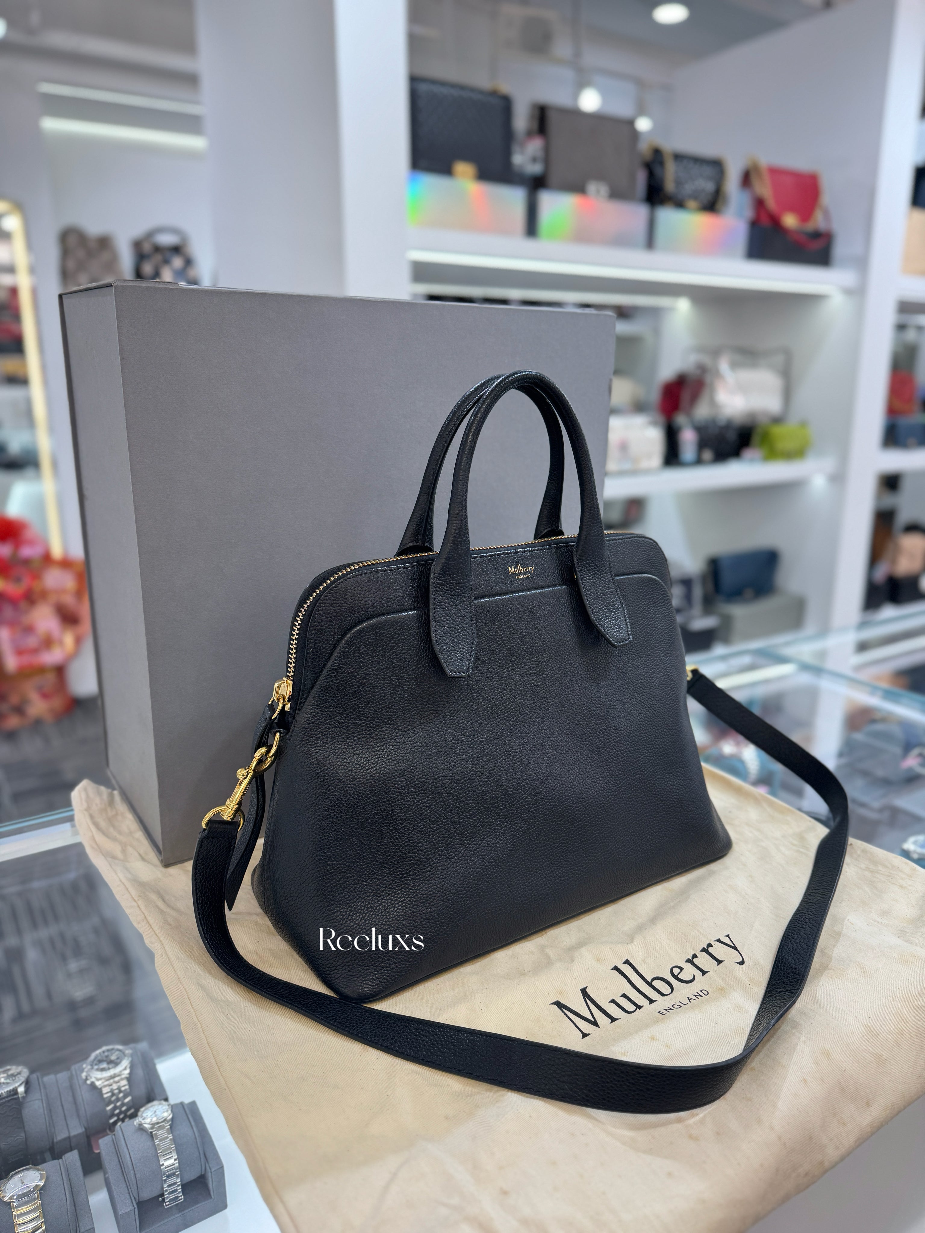 Full Set Black MULBERRY Colville Leather Bag