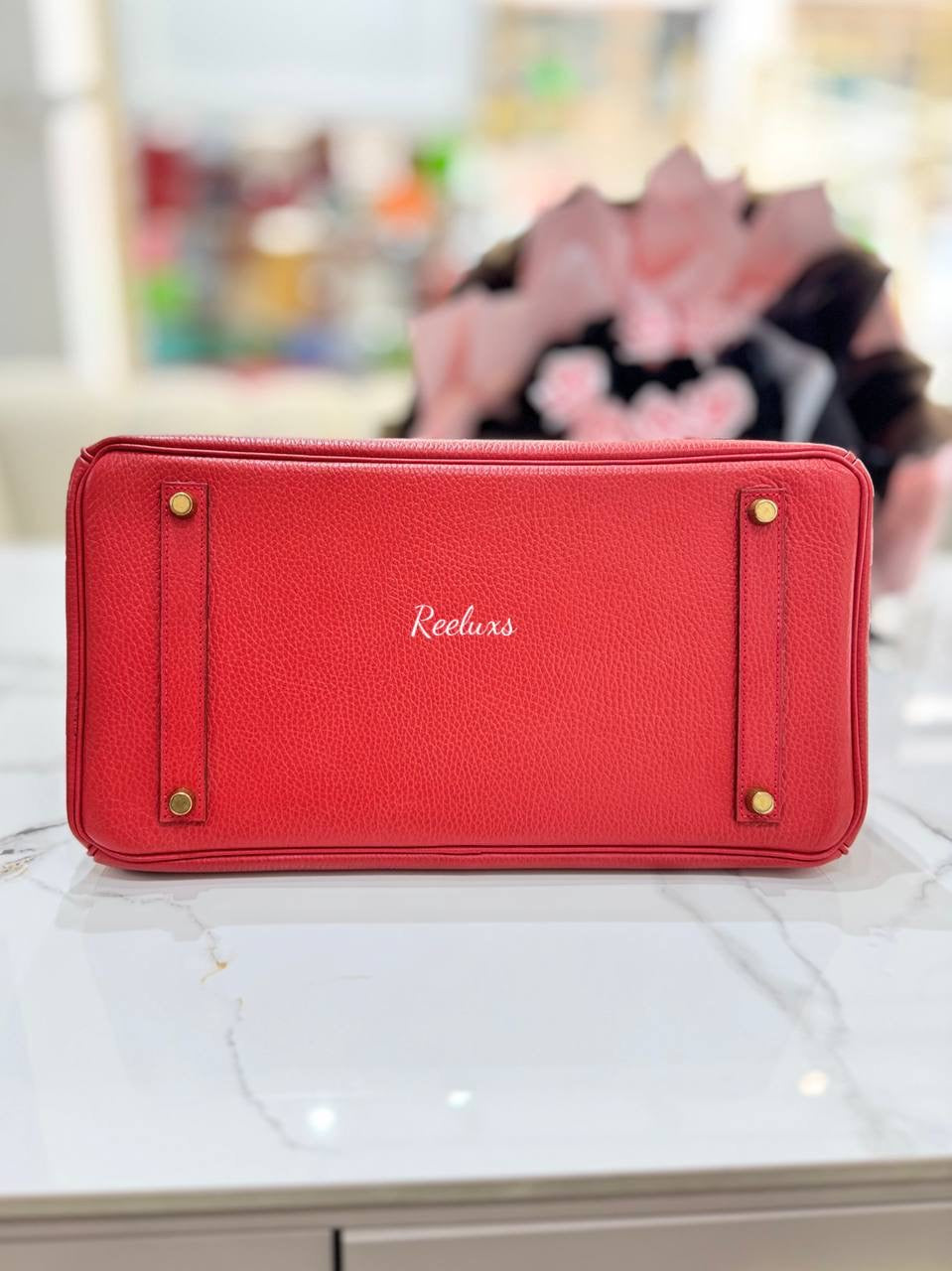HERMES Birkin 35 Rouge Vif Ardennes GHW