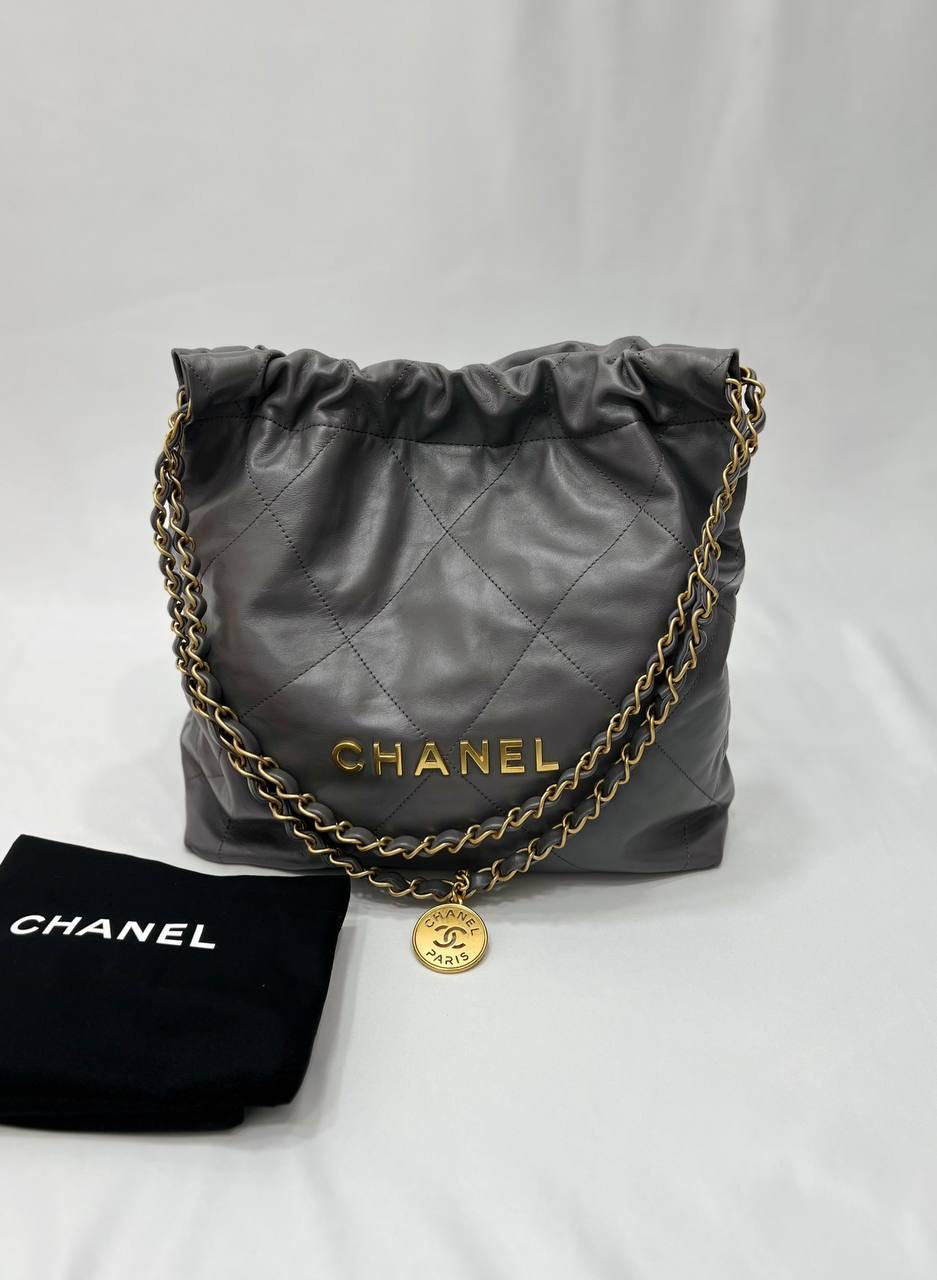 CHANEL 22 Microchip Small Tote Handbag In GHW