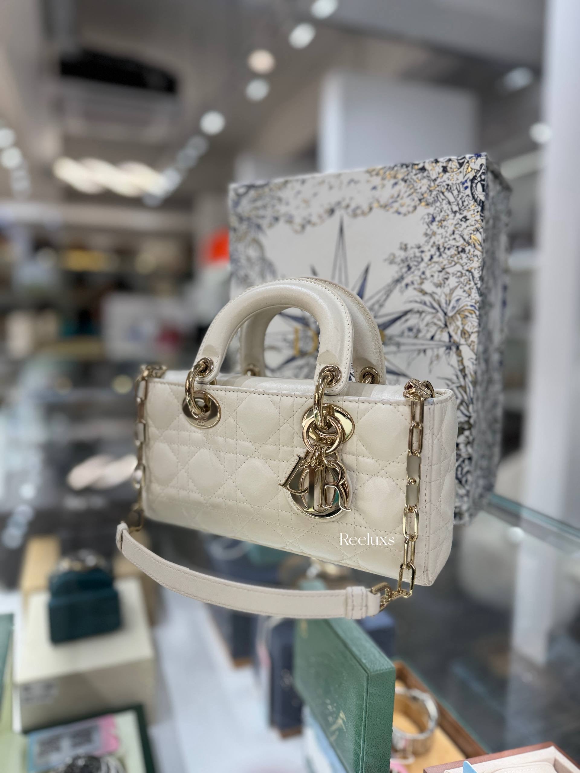 DIOR Small Lady D-Joy Bag Latte Cannage Lambskin