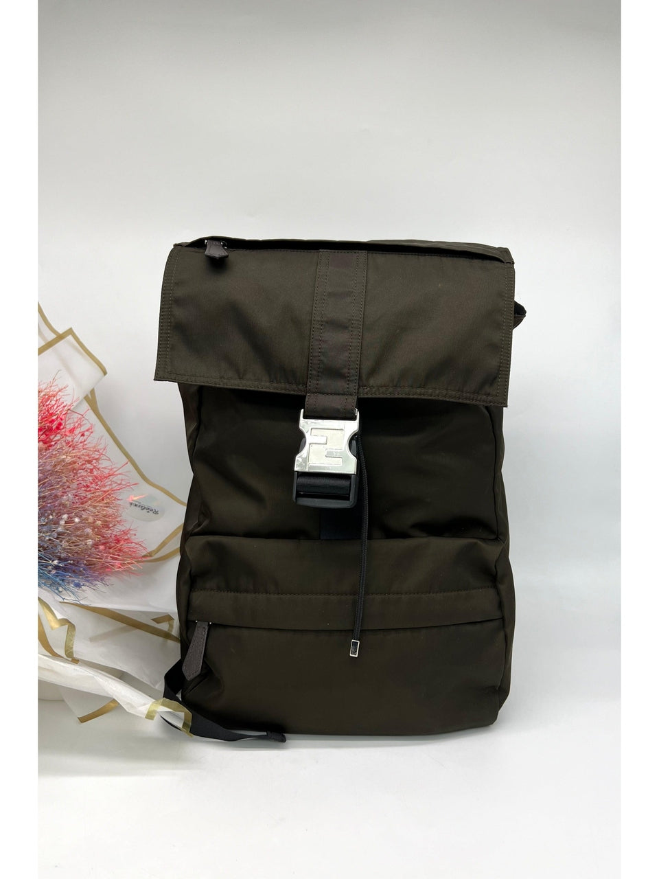 FENDI Econyl Nylon Cuoio Roma Medium Fendiness Backpack Ebano - Reeluxs 