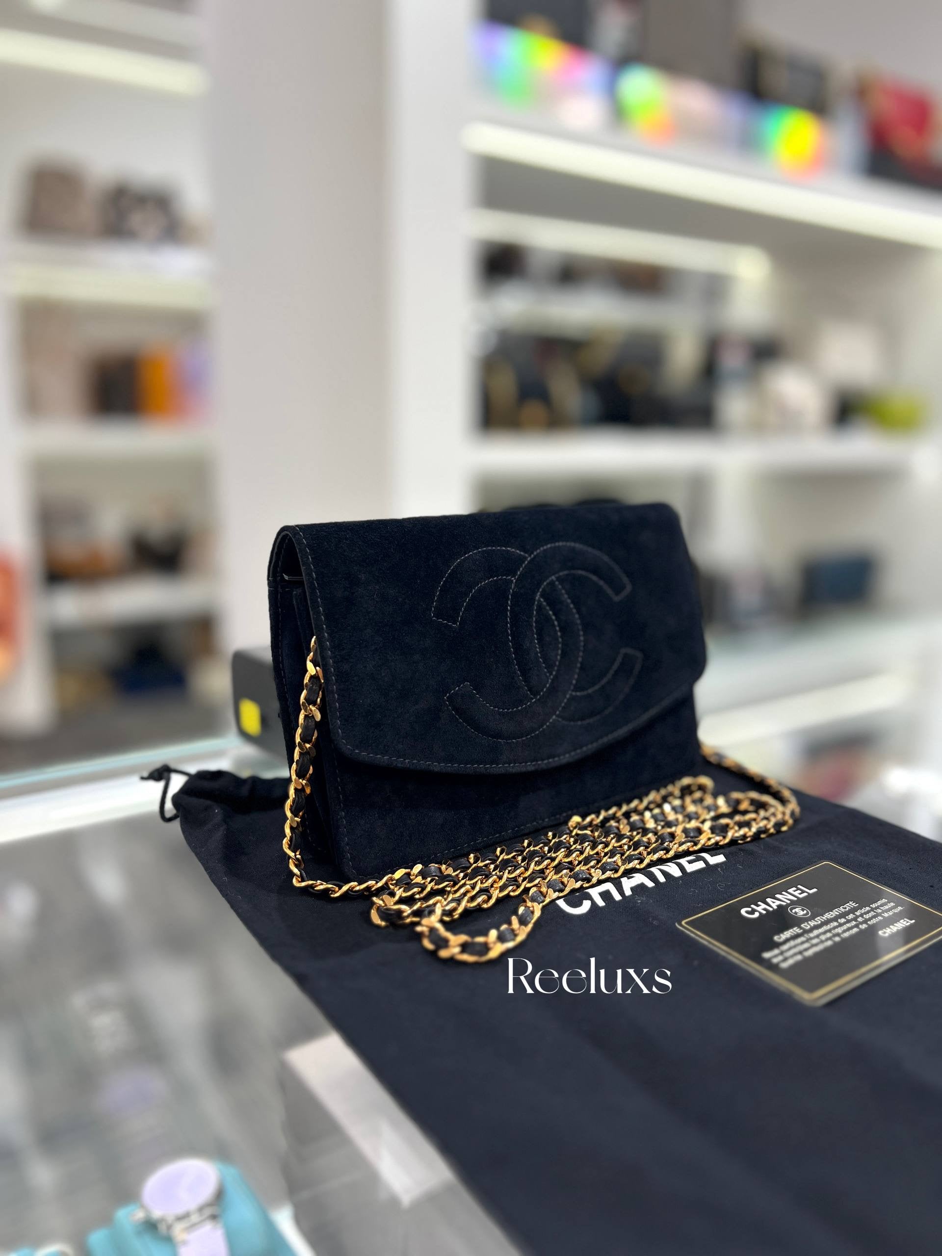 CHANEL Vintage Suede CC Flap Shoulder Bag