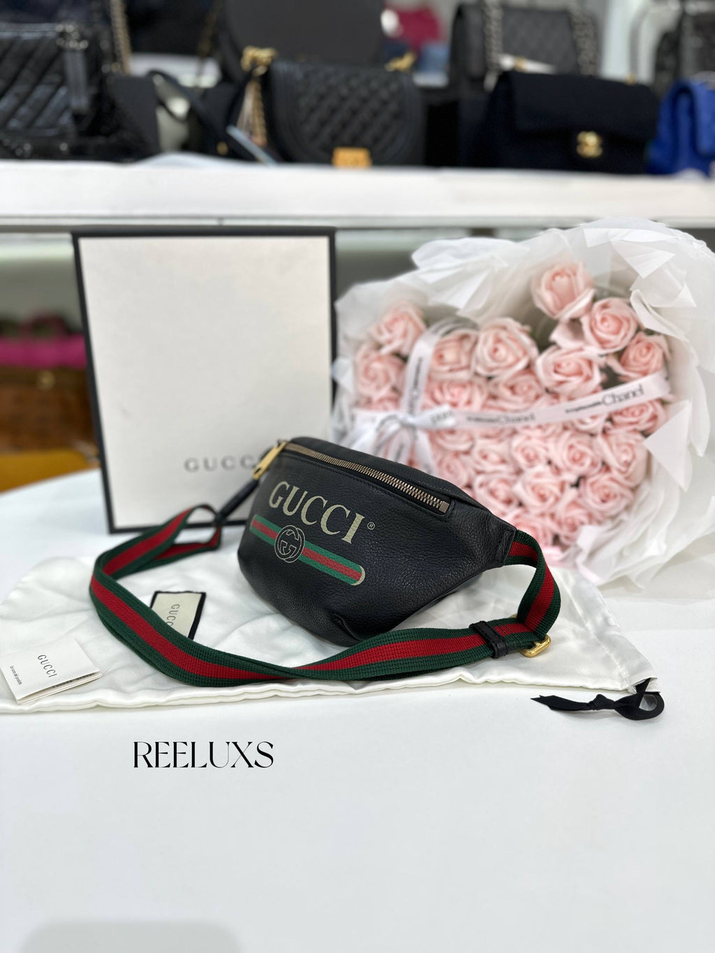 GUCCI Print Belt Bag with Vintage Logo