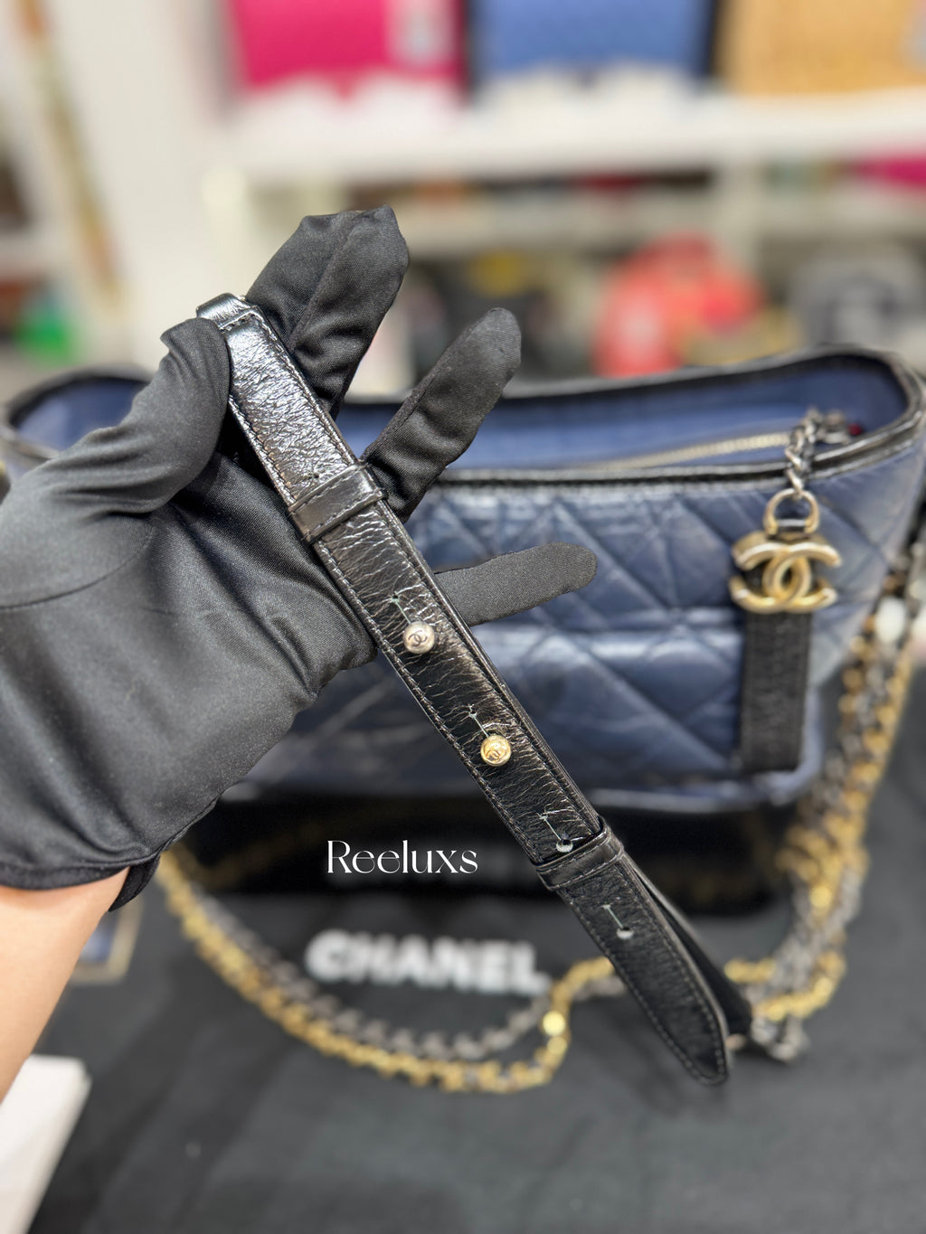 CHANEL Gabrielle Hobo Bag Navy Blue