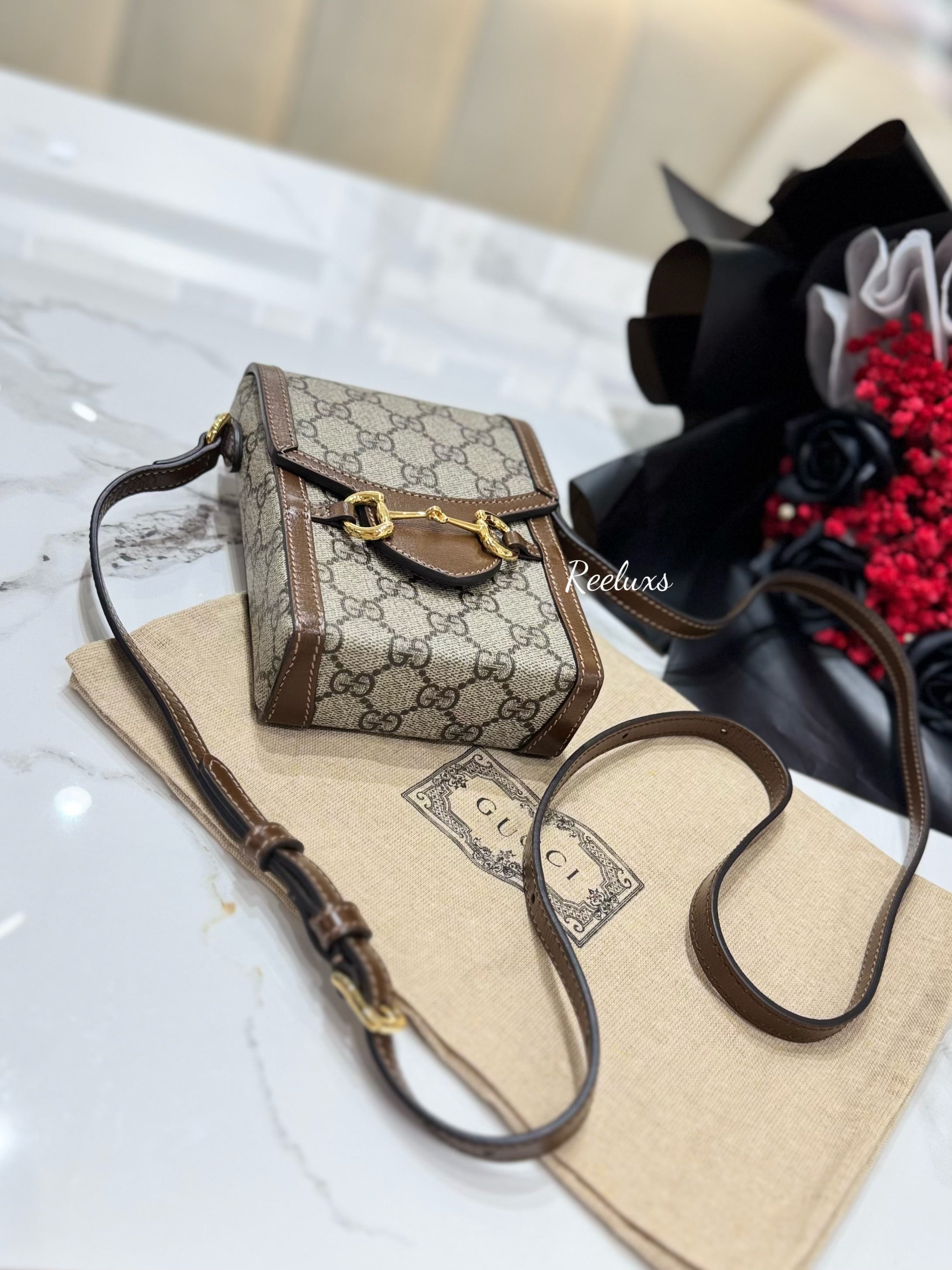GUCCI Horsebit Mini Bag GG Supreme Monogram Crossbody Bag