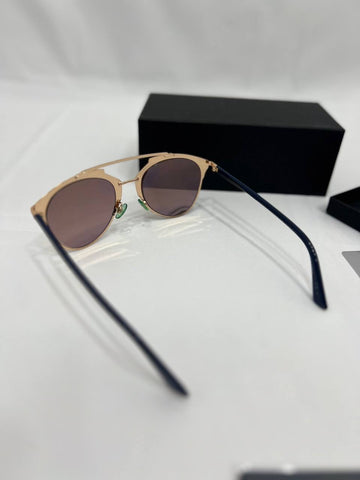 CHRISTIAN DIOR Reflected Double Bridge Aviator Sunglasses Rose Gold with Navy