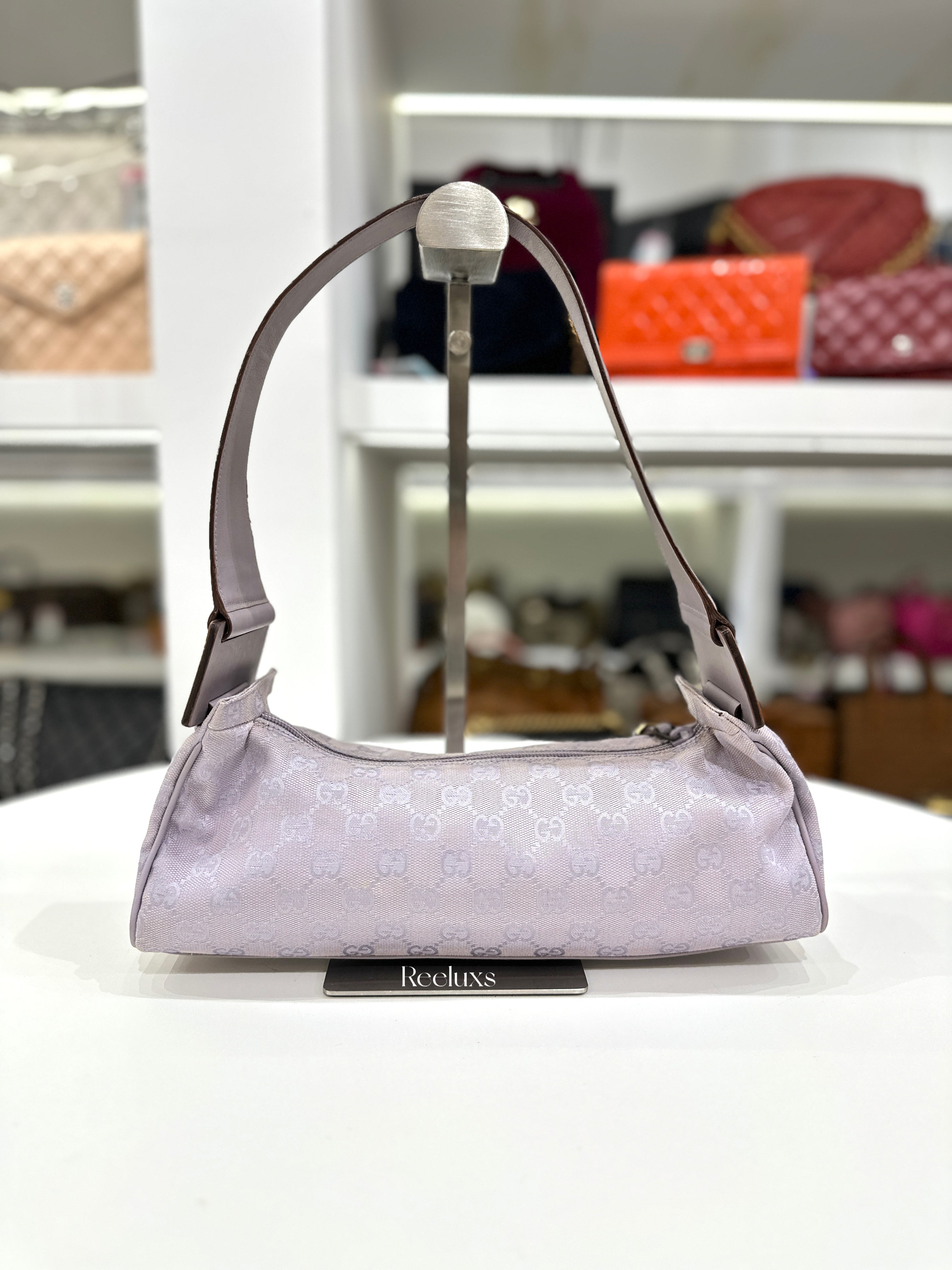 GUCCI GG Monogram Lavender Small Shoulder Bag