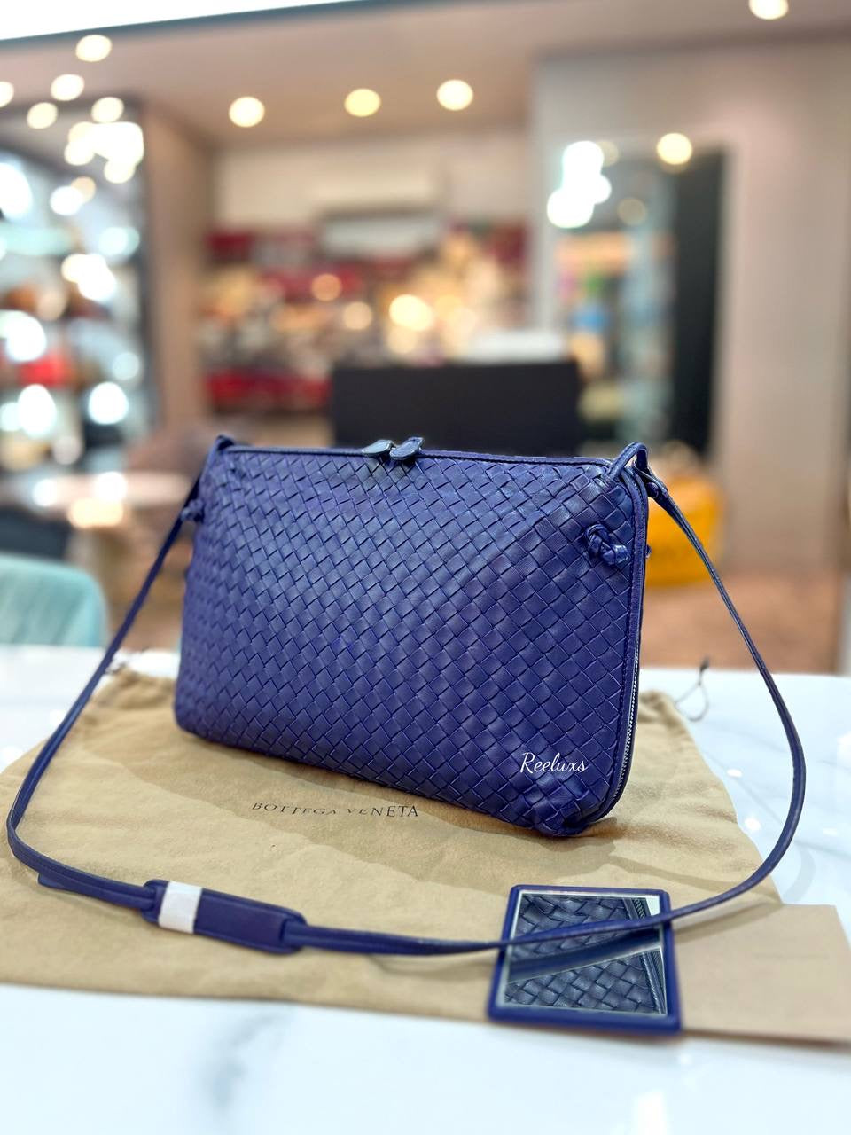 BOTTEGA VENETA Dark Purple Nodini intrecciato Shoulder Bag