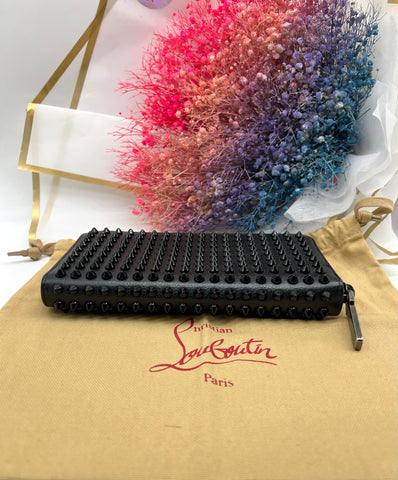 CHRISTIAN LOUBOUTIN Panettone Spike Leather Zippy Around Long Wallet - Reeluxs 