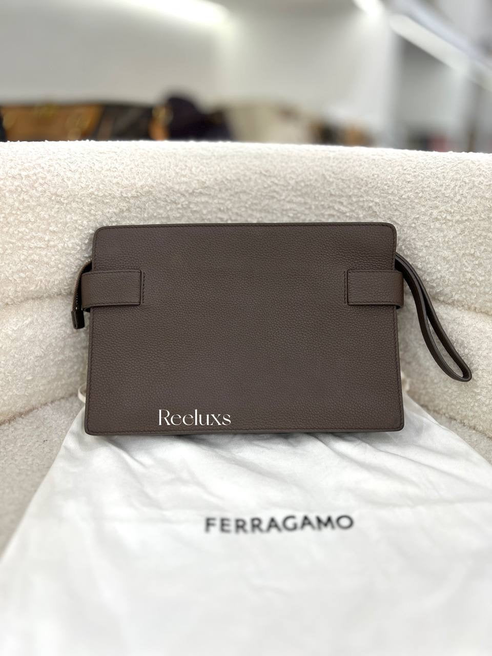FERRAGAMO Hug Leather Clutch