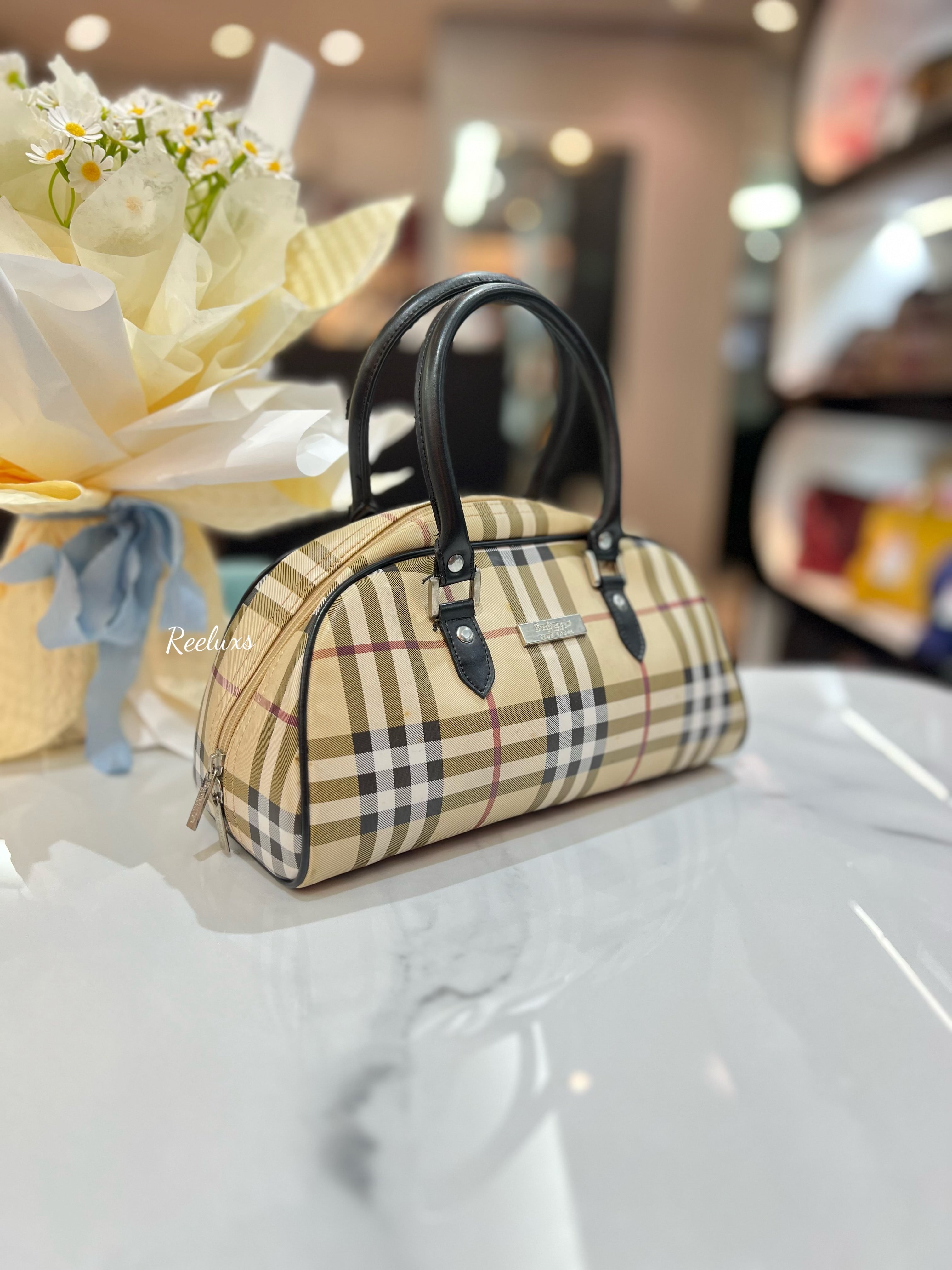 BURBERRY Nova Check Boston Bag Small Satchel