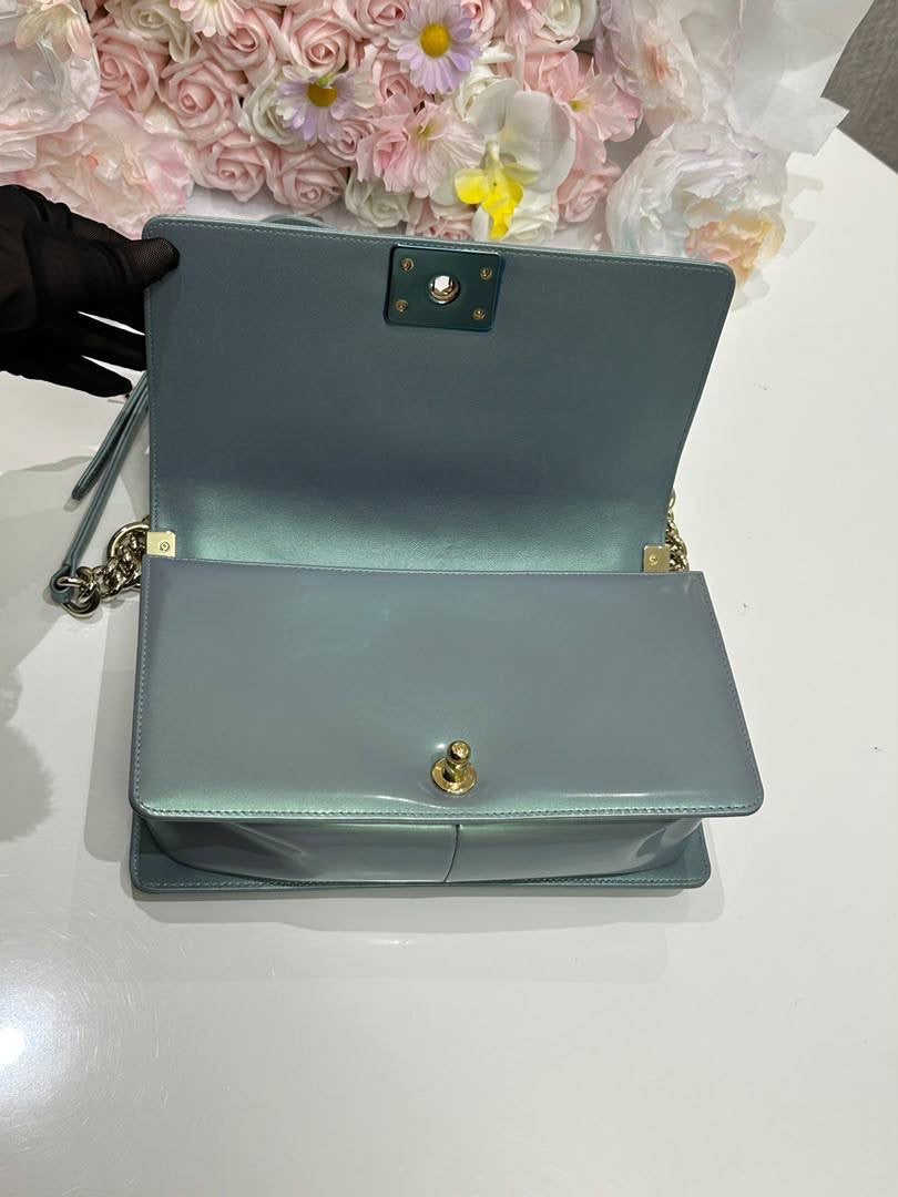 CHANEL Boy Quilted Flap Bag – Grey with Gold Hardware