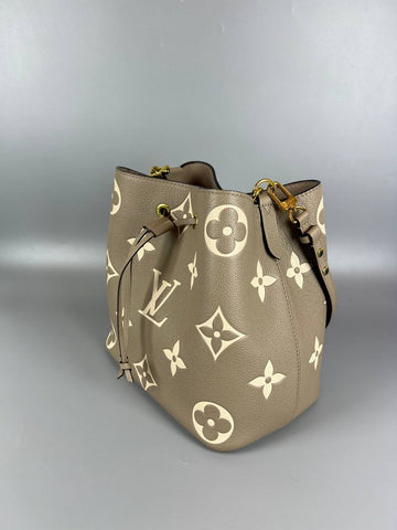 2022 MICROCHIP LOUIS VUITTON Neone Mm In  Tourturelle Creme Bicolor Monogram Shoulder Bag