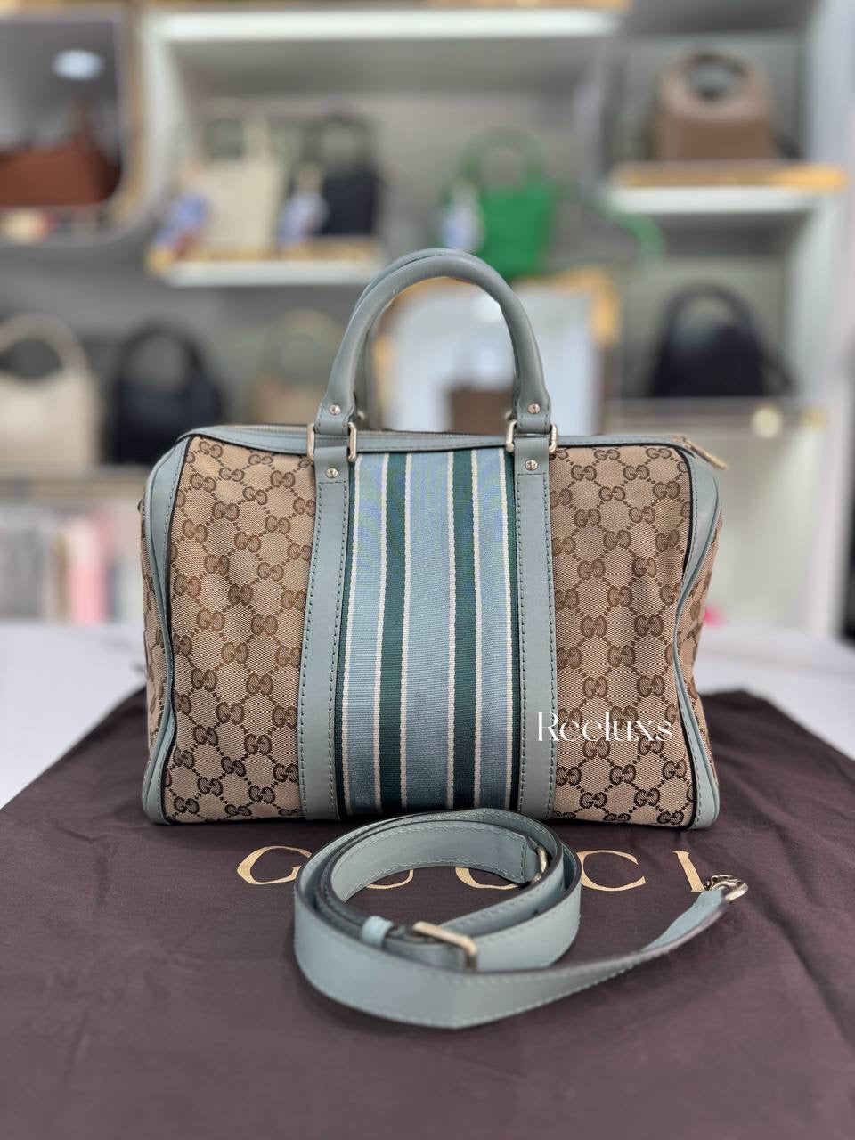gucci vintage web gg boston bag