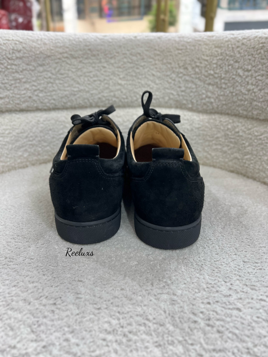 CHRISTIAN LOUBOUTIN Junior Spikes Suede Black Sneakers Shoes Size 44