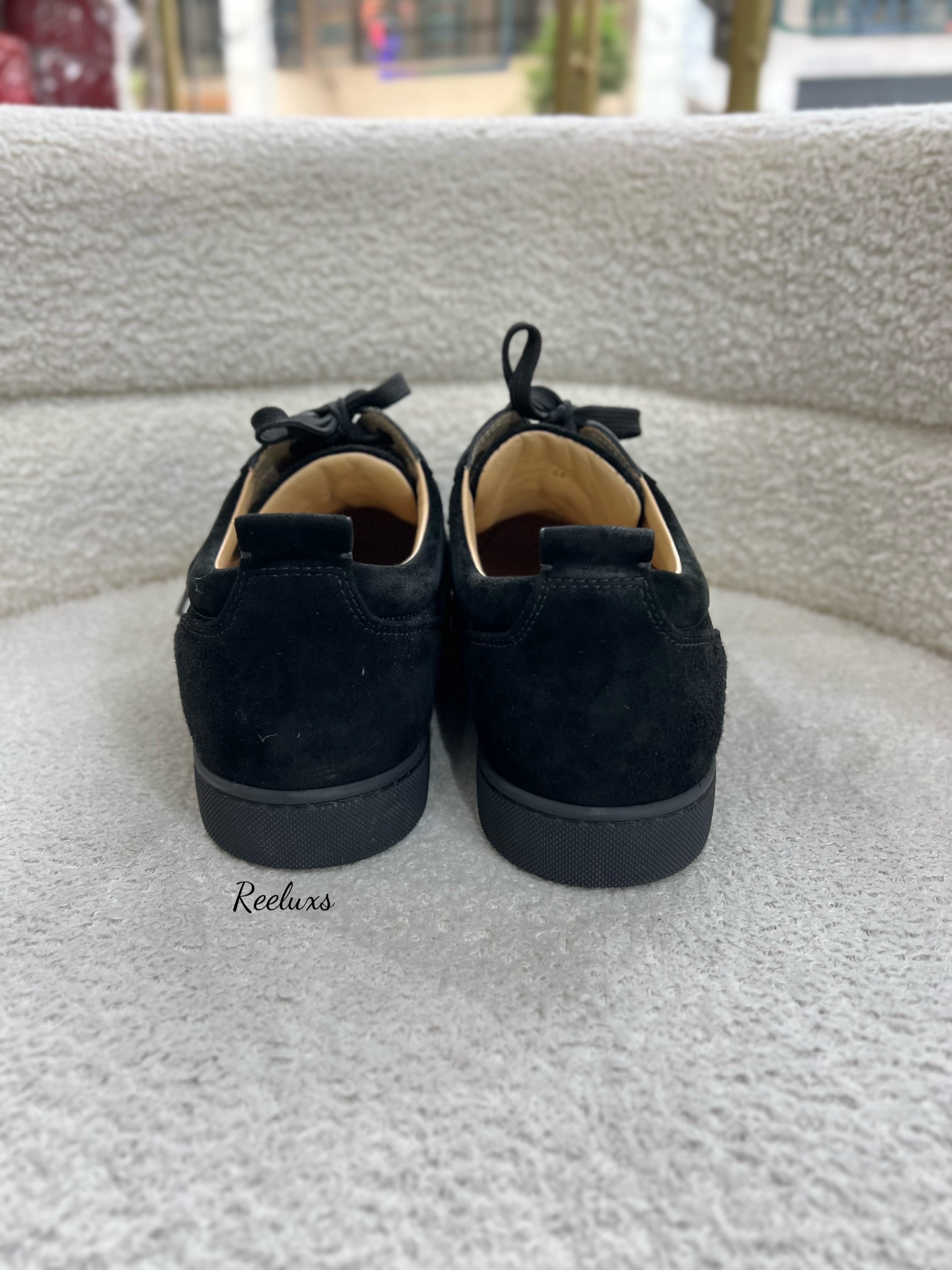 CHRISTIAN LOUBOUTIN Junior Spikes Suede Black Sneakers Shoes Size 44