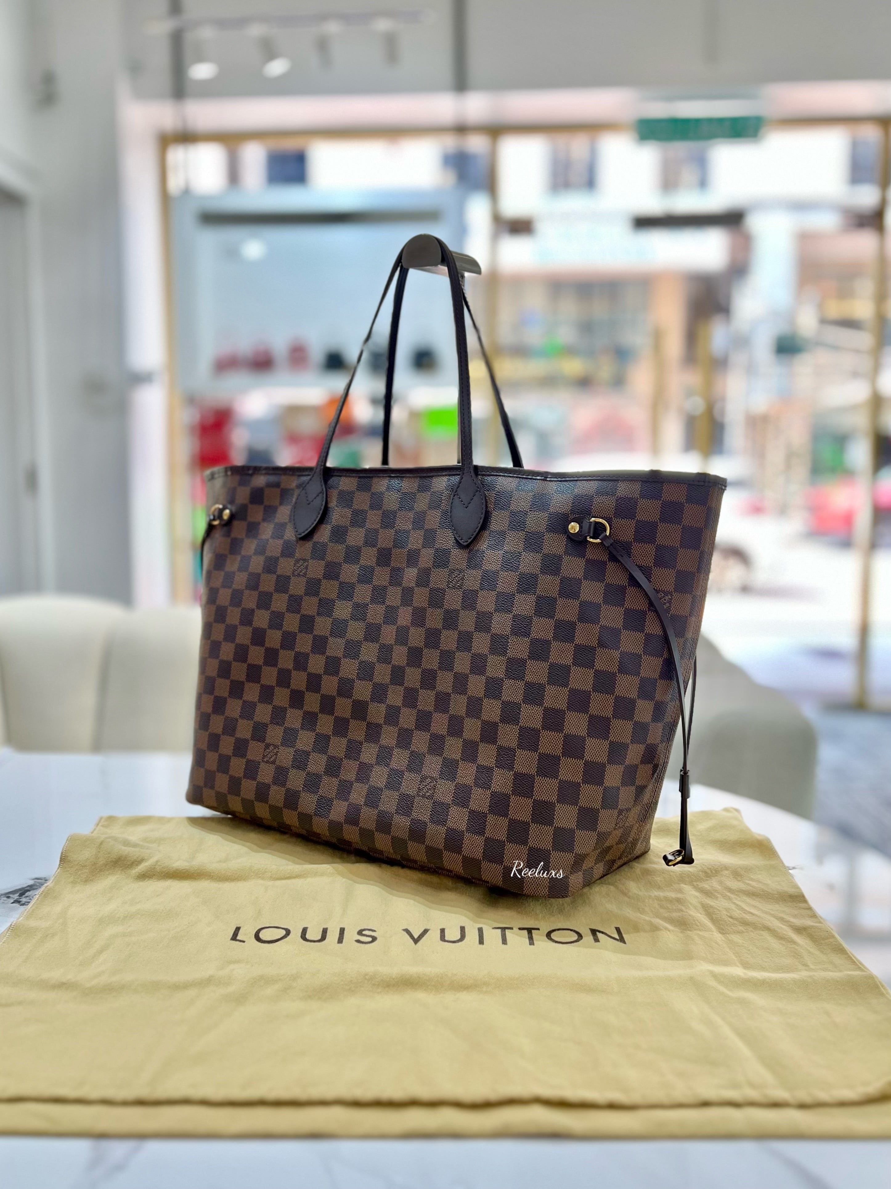 LOUIS VUITTON LV Large Damier Ebene Neverfull GM Tote Bag