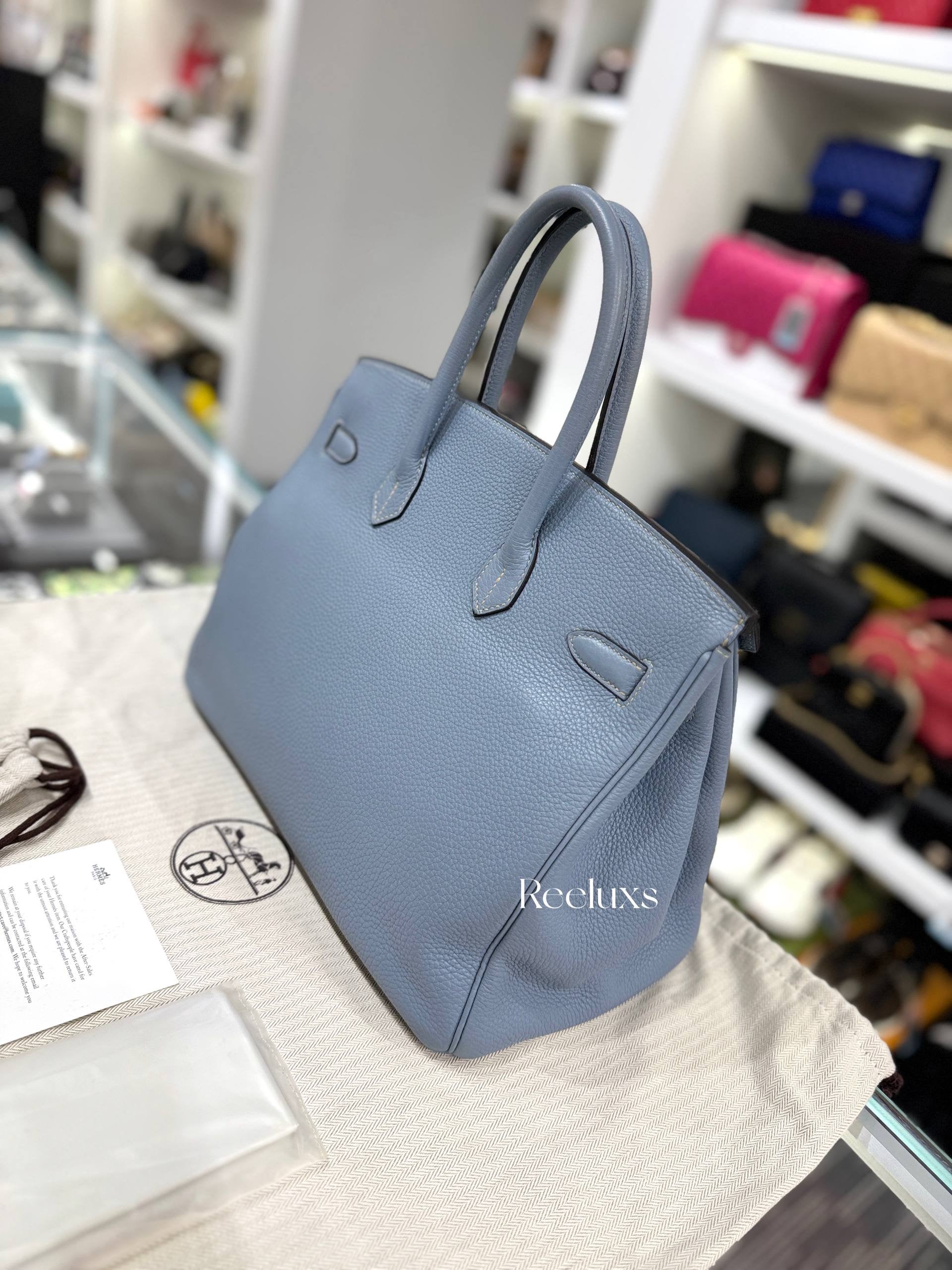 Hermès Birkin 35 Bleu Lin Togo Gold Hardware