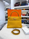 Full set HERMÈS Kelly 28 Retoure Bag in Jaune Ambre Togo GHW